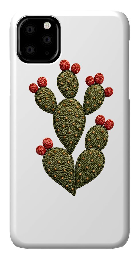 Cactus Embroidered with Red Fruits - Phone Case