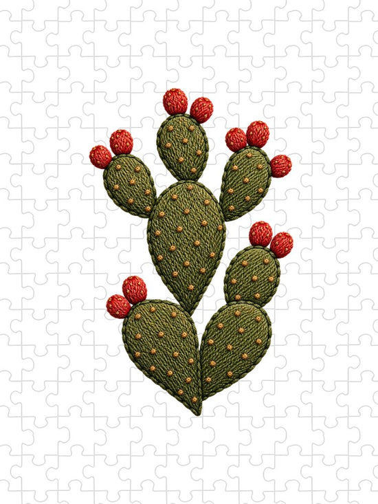 Cactus Embroidered with Red Fruits - Puzzle