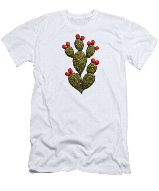 Cactus Embroidered with Red Fruits - T-Shirt