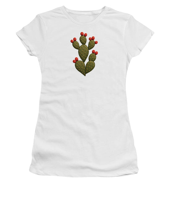 Cactus Embroidered with Red Fruits - Women&