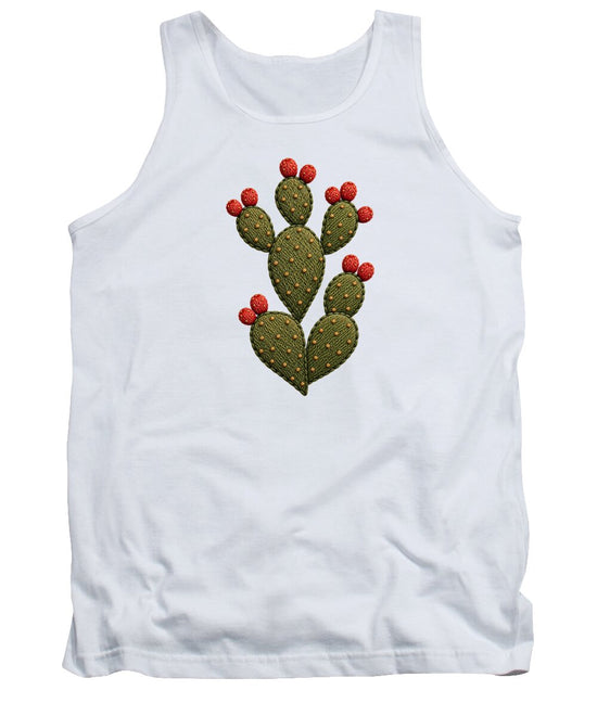 Cactus Embroidered with Red Fruits - Tank Top