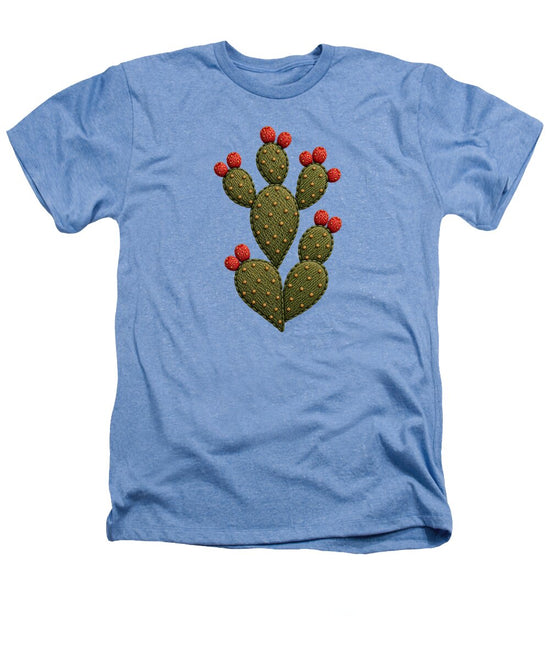 Cactus Embroidered with Red Fruits - Heathers T-Shirt