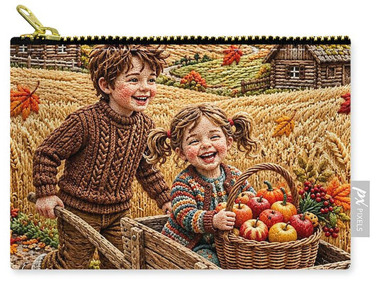 Children Playing in Autumnal Countryside - Zip Pouch