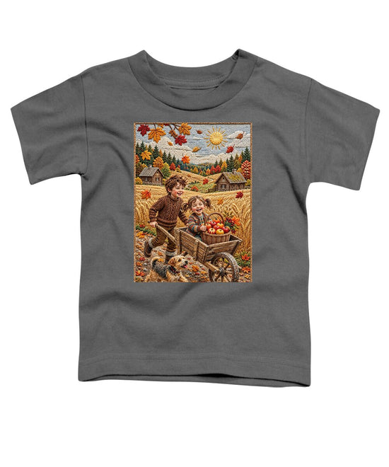 Children Playing in Autumnal Countryside - Toddler T-Shirt