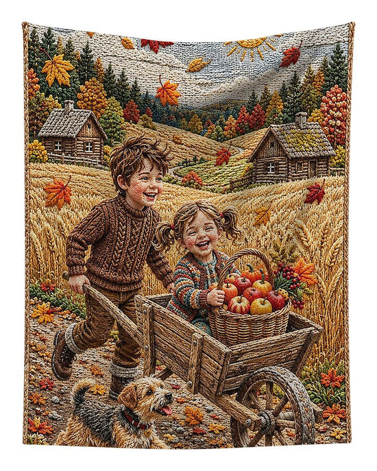 Children Playing in Autumnal Countryside - Tapestry