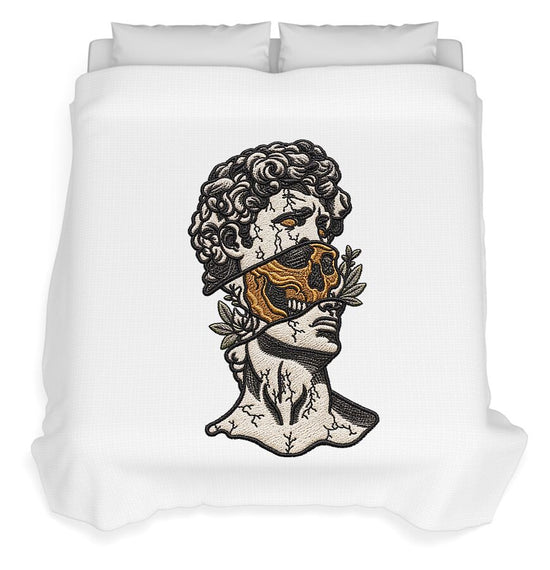 David Sculpture with Skull Overlay - Duvet Cover