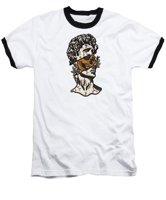 David Sculpture with Skull Overlay - Baseball T-Shirt