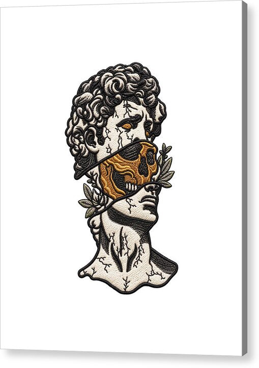 David Sculpture with Skull Overlay - Acrylic Print