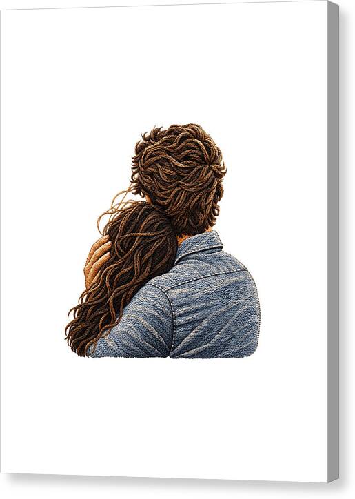 Embracing Couple from Behind - Canvas Print