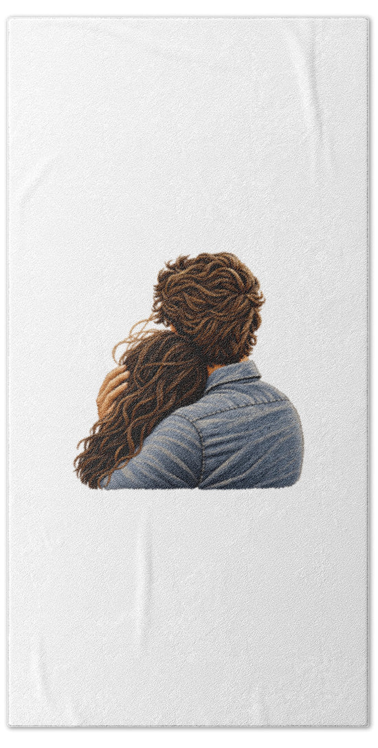 Embracing Couple from Behind - Bath Towel