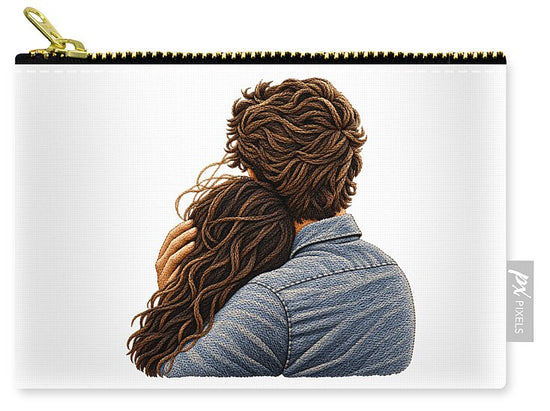 Embracing Couple from Behind - Zip Pouch
