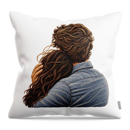 Embracing Couple from Behind - Throw Pillow