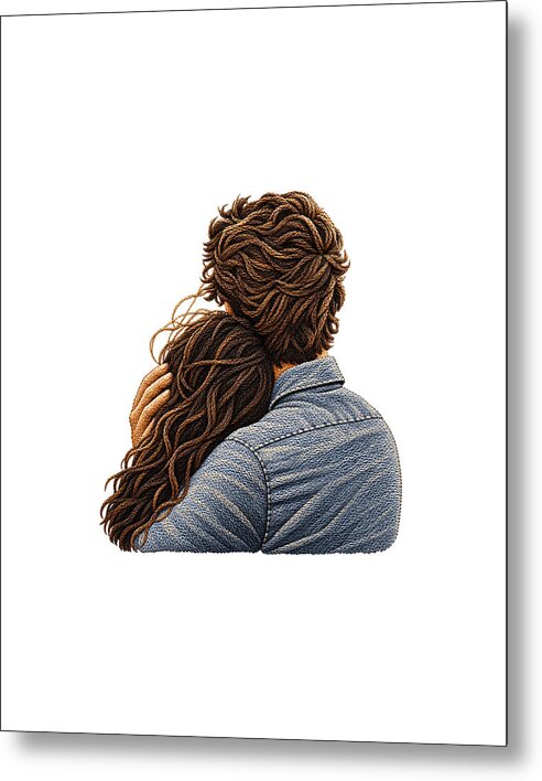 Embracing Couple from Behind - Metal Print
