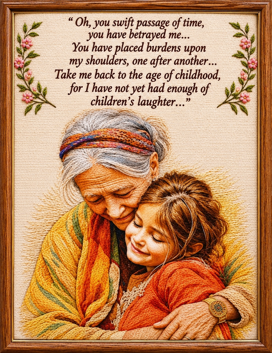 Grandmother’s Embrace – 3D Hand Embroidered Wall Art