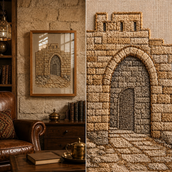 Stone Gate Handmade Embroidery Wall Art