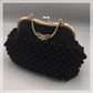 Midnight Bloom Handmade Crochet Bag – Mini Kiss Lock Edition