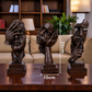 Abstract Human Face Sculpture - Silence is Golden Statue Modern Stone Art Decor