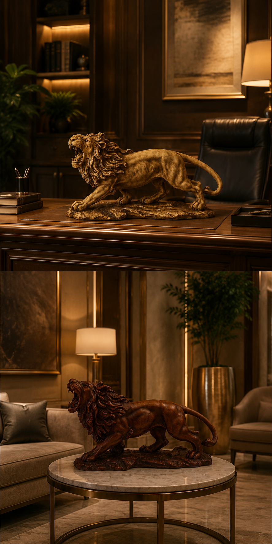 RegalRoar Handmade Lion Statue – Luxury Handcrafted Lion Sculpture for Home & Office Decor | Symbol of Strength, Leadership & Prestige
