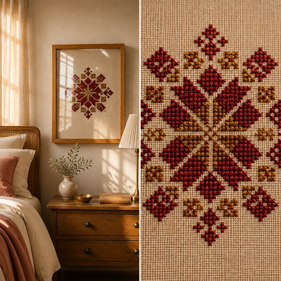 Eight-Point Star Handmade Embroidery Wall Art