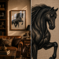Handmade Black Arabian Horse Embroidery Wall Art