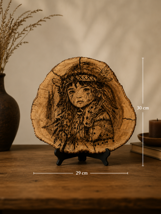 Handmade Olive Wood Pyrography Art – Wood Burning Wall Decor / Whisper of the Plains