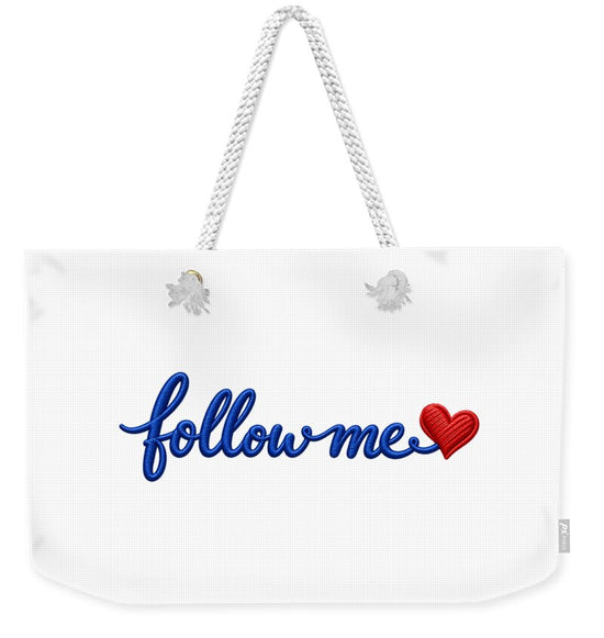 Follow Me Text with Heart - Weekender Tote Bag