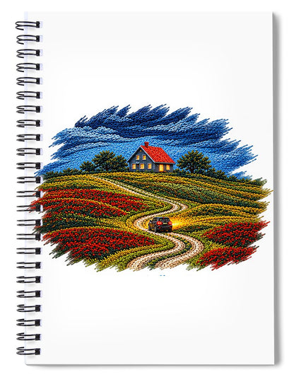 House on a Colorful Hill - Spiral Notebook