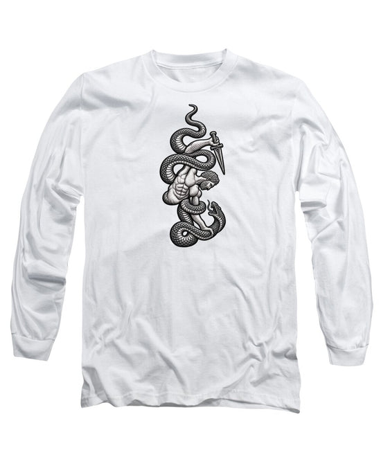 Intricate Snake and Dagger Artwork - Long Sleeve T-Shirt