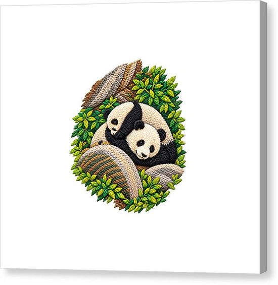 Playful Pandas in Bamboo Forest - Canvas Print