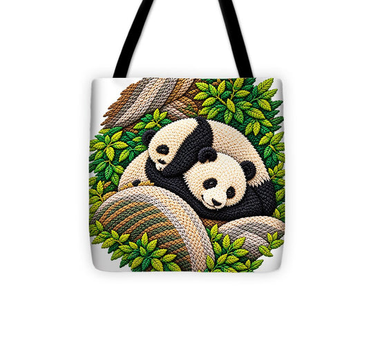 Playful Pandas in Bamboo Forest - Tote Bag