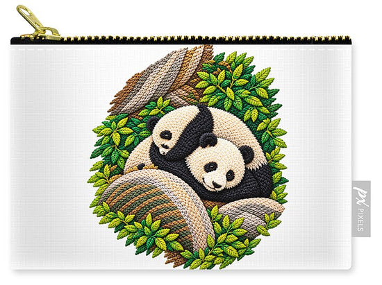 Playful Pandas in Bamboo Forest - Zip Pouch