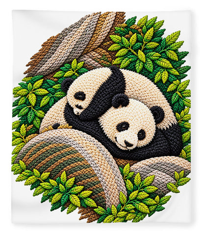 Playful Pandas in Bamboo Forest - Blanket