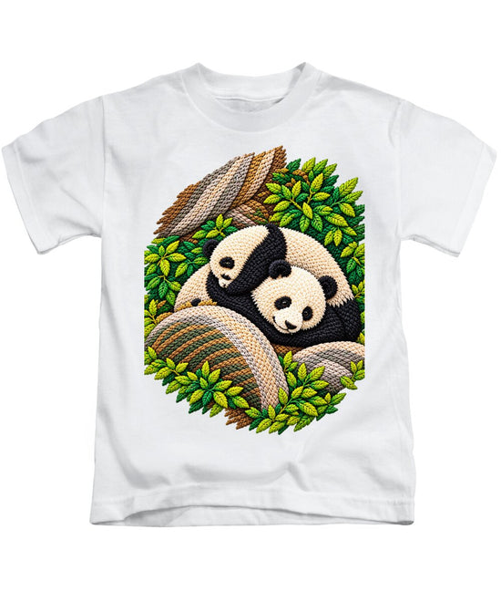 Playful Pandas in Bamboo Forest - Kids T-Shirt