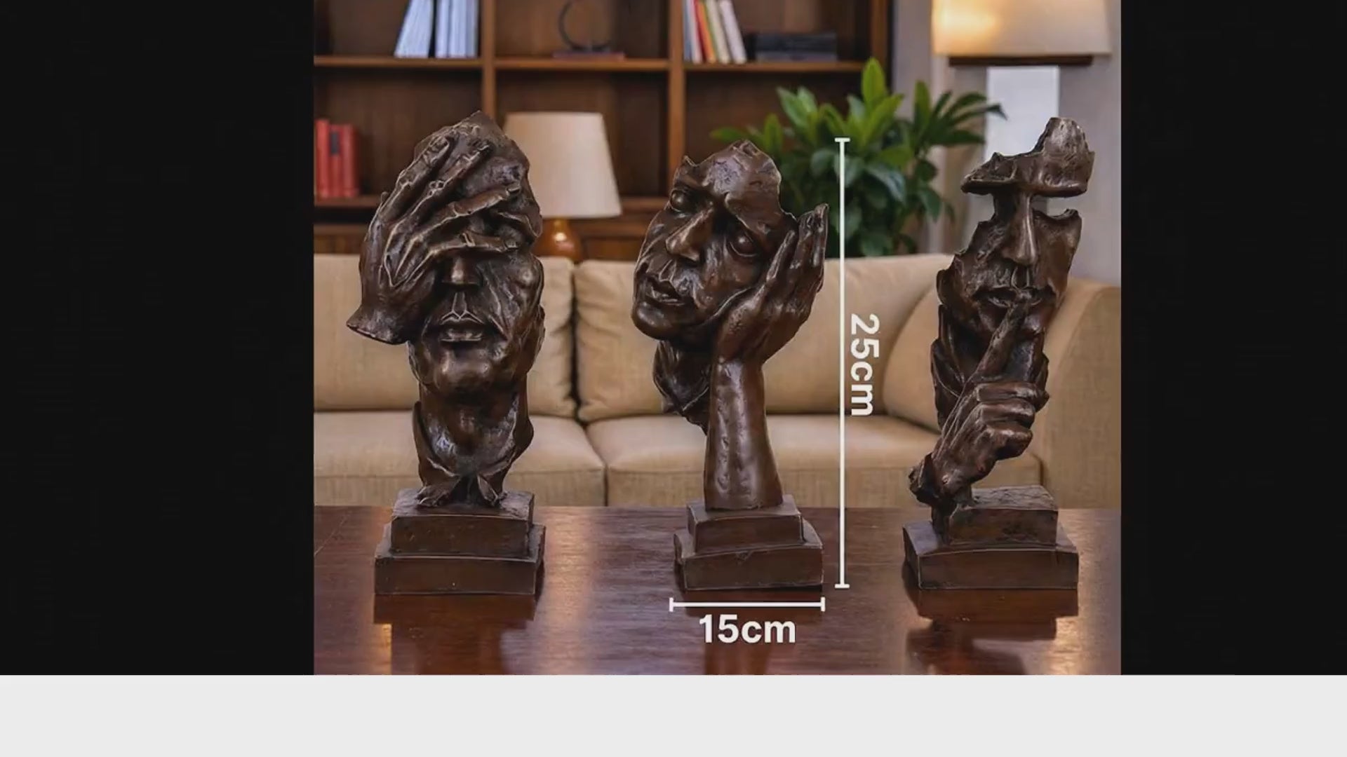 Abstract Human Face Sculpture - Silence is Golden Statue Modern Stone Art Decor