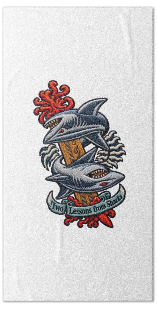 Sharks with Sword and Waves - Bath Towel