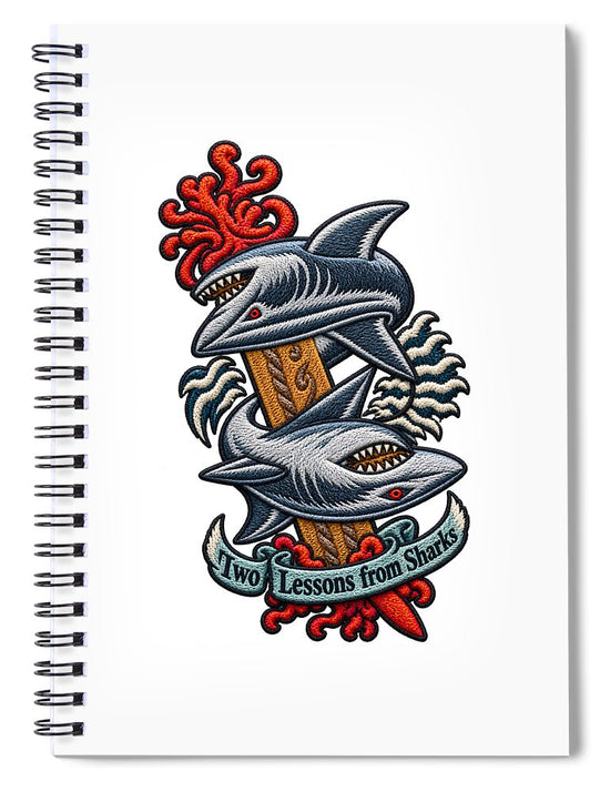 Sharks with Sword and Waves - Spiral Notebook