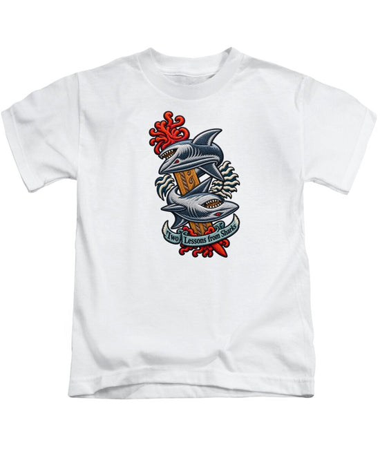 Sharks with Sword and Waves - Kids T-Shirt
