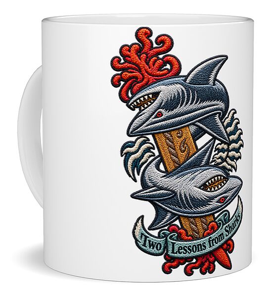 Sharks with Sword and Waves - Mug