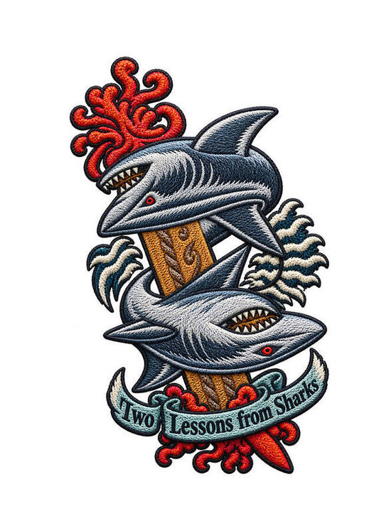 Sharks with Sword and Waves - Art Print