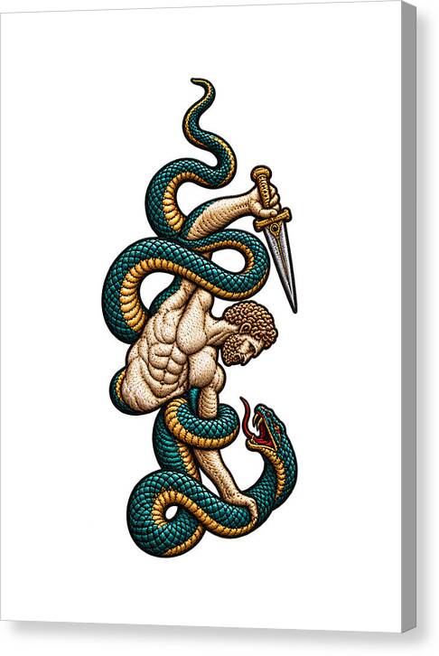 Warrior Entwined with Serpents - Canvas Print