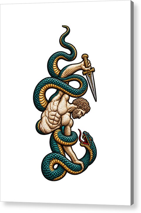 Warrior Entwined with Serpents - Acrylic Print